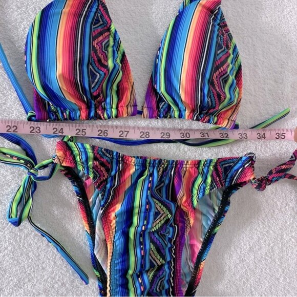 5/$25 Unitalla Colorful Striped String Bikini Swimwear Set XS - Picture 3 of 13
